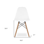 White And Natural Heavy Duty Plastic And Wood Dining Side Chair  Warm Home View