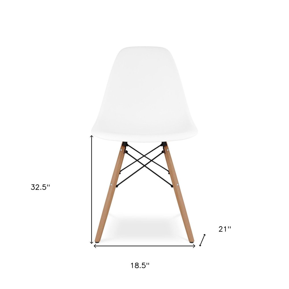 White And Natural Heavy Duty Plastic And Wood Dining Side Chair  Warm Home View