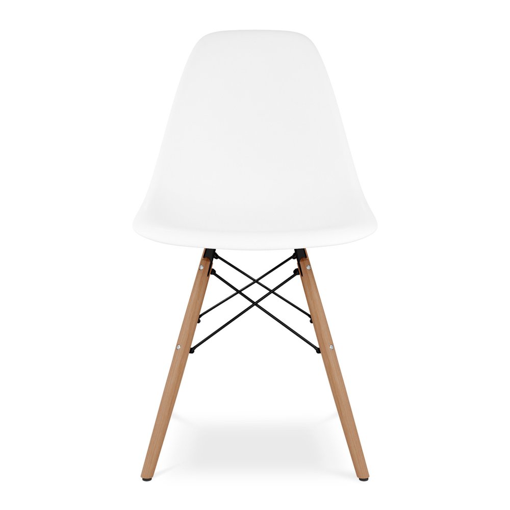 White And Natural Heavy Duty Plastic And Wood Dining Side Chair  Warm Home View