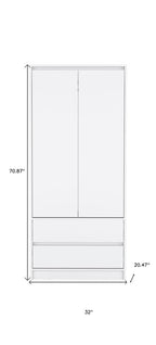 71" White Wood Two Door Two Drawer Combo Dresser  Warm Home View