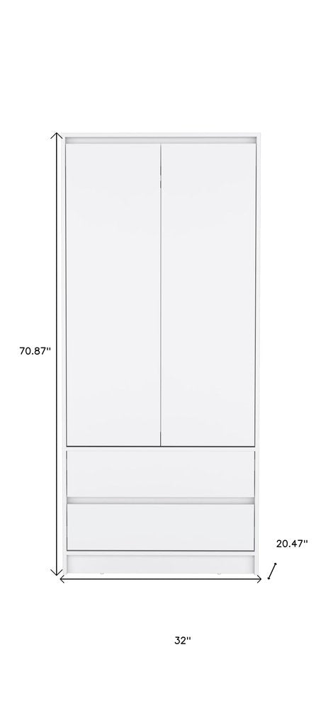 71" White Wood Two Door Two Drawer Combo Dresser  Warm Home View