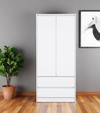 71" White Wood Two Door Two Drawer Combo Dresser  Warm Home View