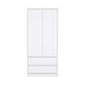 71" White Wood Two Door Two Drawer Combo Dresser  Warm Home View