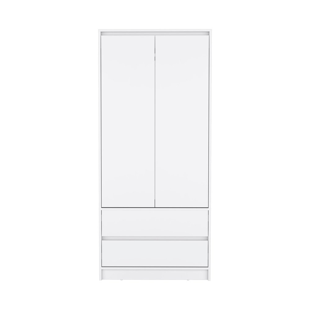 71" White Wood Two Door Two Drawer Combo Dresser  Warm Home View