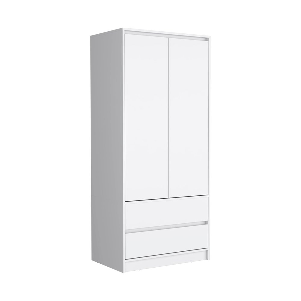 71" White Wood Two Door Two Drawer Combo Dresser  Warm Home View