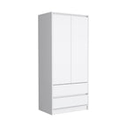 71" White Wood Two Door Two Drawer Combo Dresser  Warm Home View