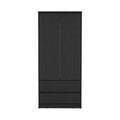 71" Black Wood Two Door Two Drawer Combo Dresser  Warm Home View