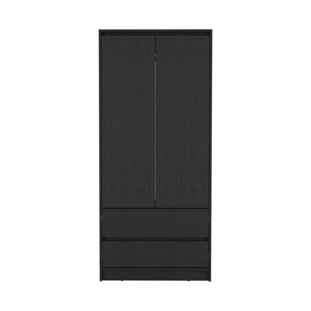 71" Black Wood Two Door Two Drawer Combo Dresser  Warm Home View