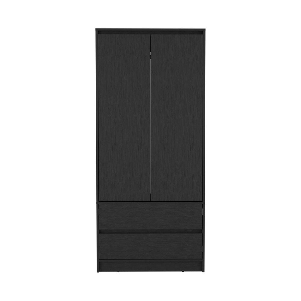 71" Black Wood Two Door Two Drawer Combo Dresser  Warm Home View