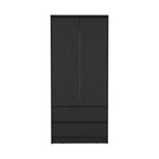 71" Black Wood Two Door Two Drawer Combo Dresser  Warm Home View