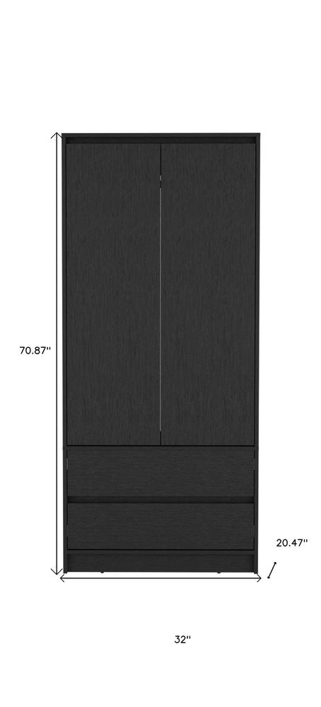 71" Black Wood Two Door Two Drawer Combo Dresser  Warm Home View