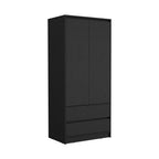 71" Black Wood Two Door Two Drawer Combo Dresser  Warm Home View