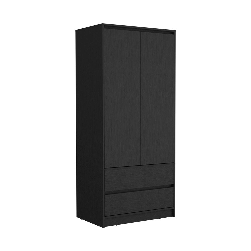 71" Black Wood Two Door Two Drawer Combo Dresser  Warm Home View