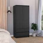 71" Black Wood Two Door Two Drawer Combo Dresser  Warm Home View