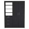 79" Black Wood Two Door Three Drawer Combo Dresser  Warm Home View