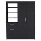 79" Black Wood Two Door Three Drawer Combo Dresser  Warm Home View