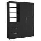 79" Black Wood Two Door Three Drawer Combo Dresser  Warm Home View