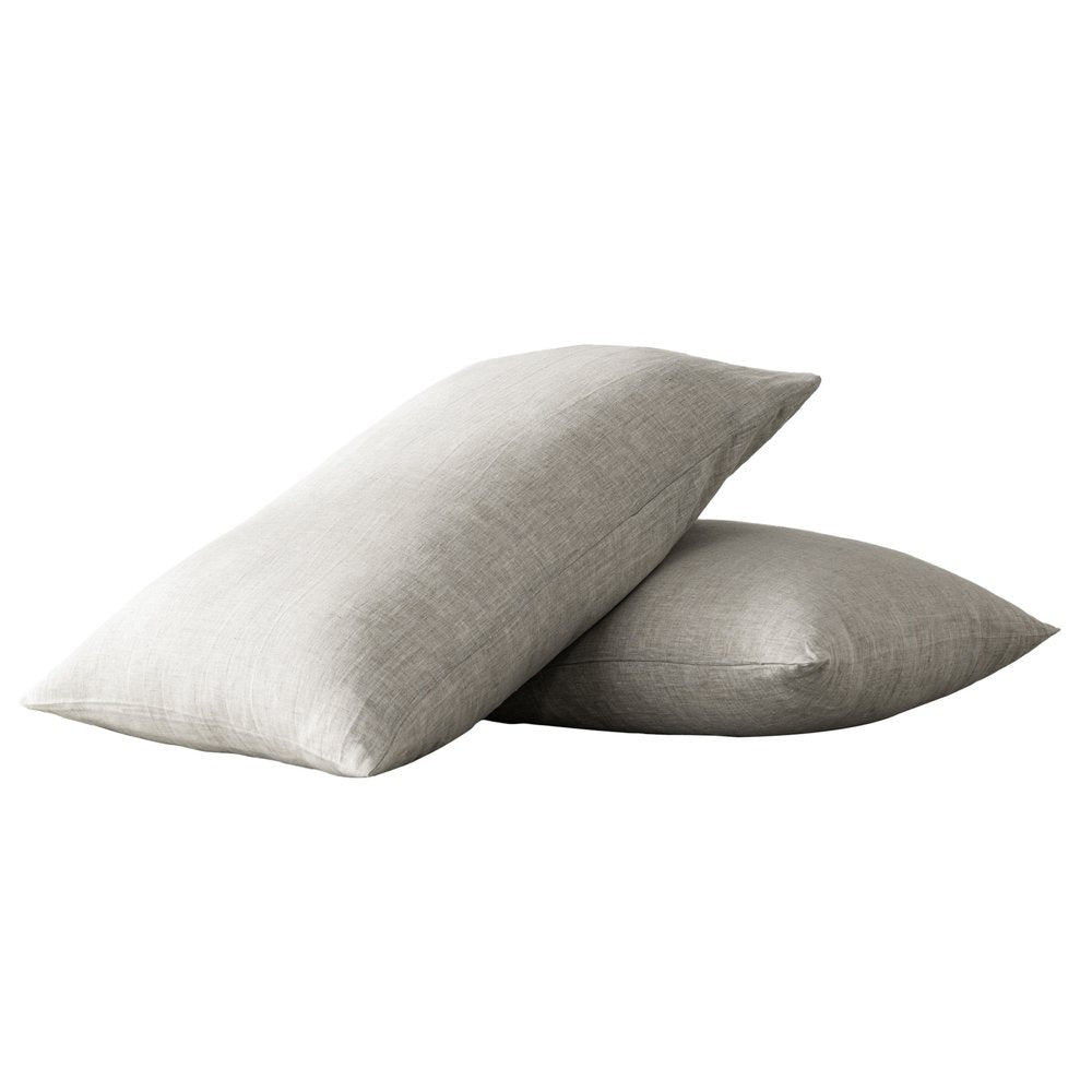 Set of Two Light Gray Linen Standard Pillowcases  Warm Home View