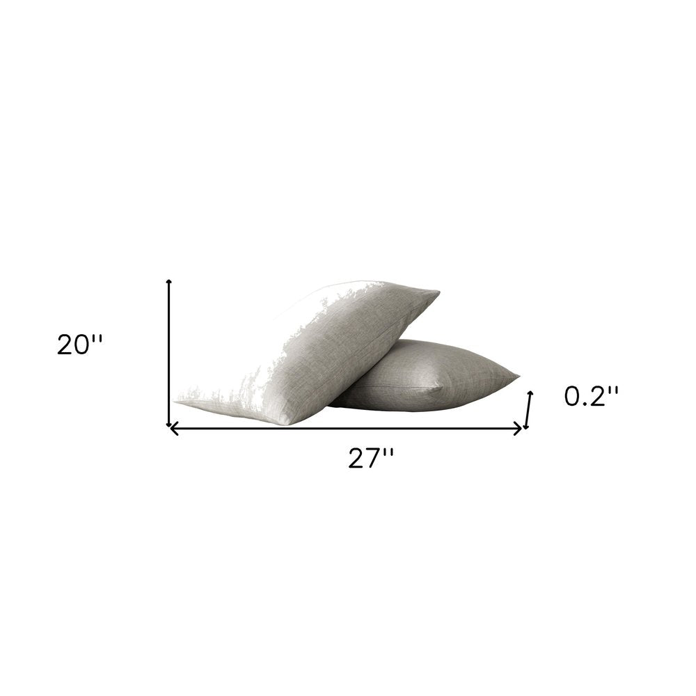 Set of Two Light Gray Linen Standard Pillowcases  Warm Home View