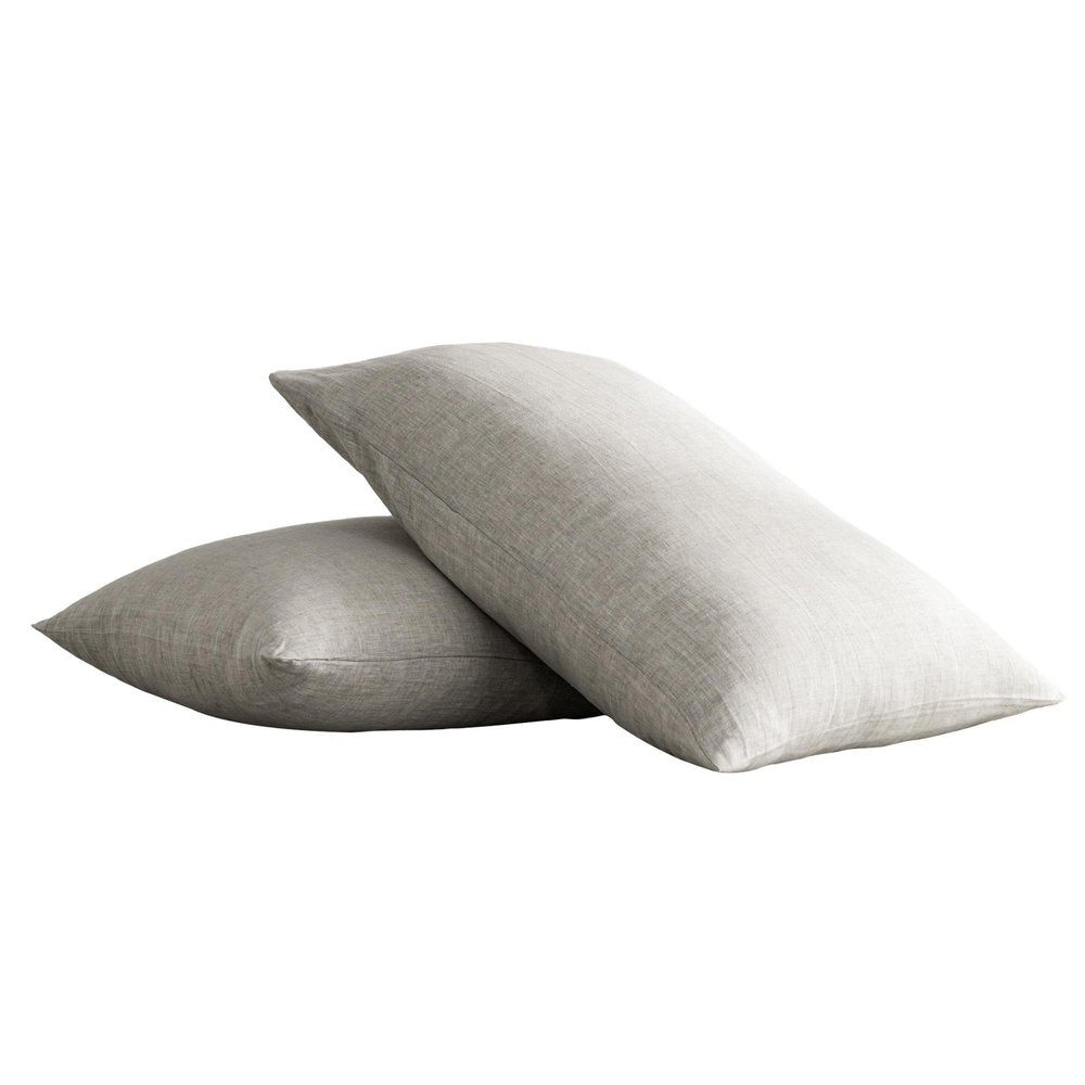 Set of Two Light Gray Linen Standard Pillowcases  Warm Home View