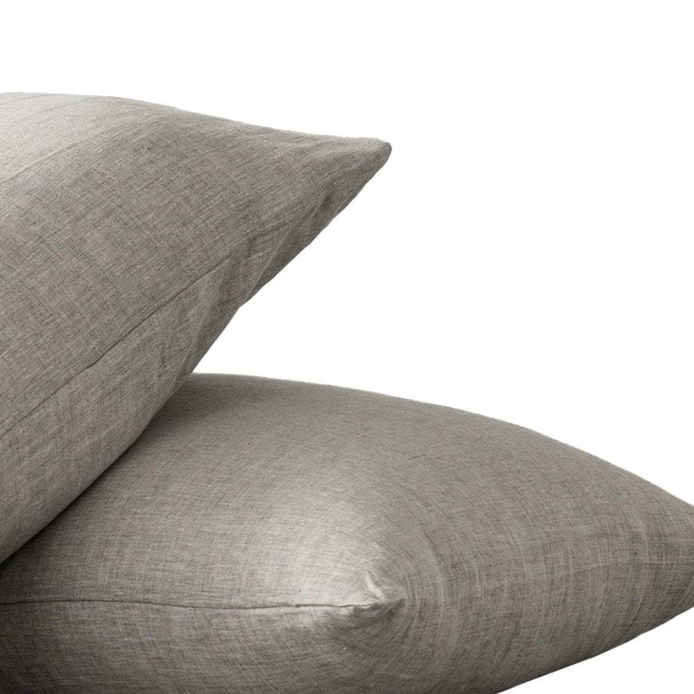 Set of Two Light Gray Linen Standard Pillowcases  Warm Home View