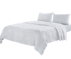Four Piece White Linen Queen Sheet Set  Warm Home View