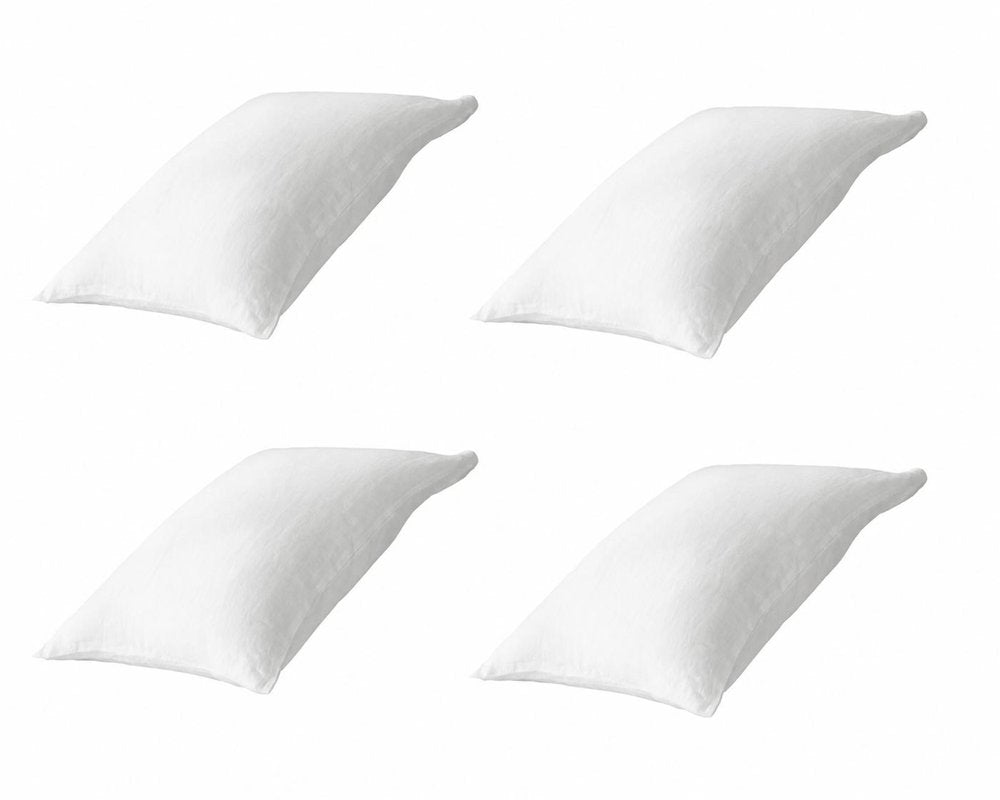 Four Piece White Linen Queen Sheet Set  Warm Home View