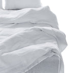 Four Piece White Linen Queen Sheet Set  Warm Home View