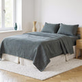 Slate Gray Linen Full Double Flat Sheet  Warm Home View