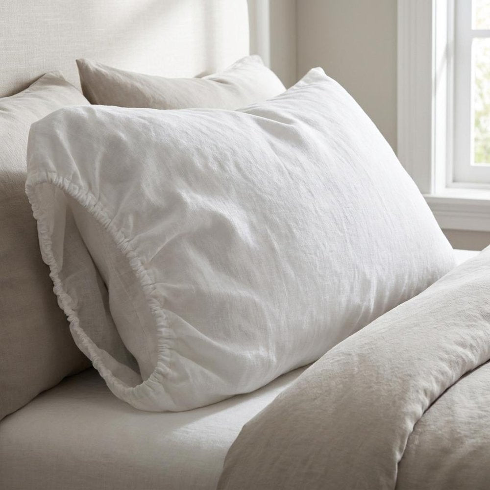 Ivory Linen King Fitted sheet  Warm Home View