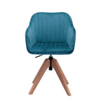 Tufted Velvet Dining Arm Chair Teal Blue & Natural 1-Piece  Warm Home View