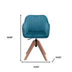 Tufted Velvet Dining Arm Chair Teal Blue & Natural 1-Piece  Warm Home View