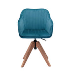Tufted Velvet Dining Arm Chair Teal Blue & Natural 1-Piece  Warm Home View