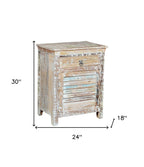 30" White Solid Wood Distressed One Drawer Nightstand  Warm Home View