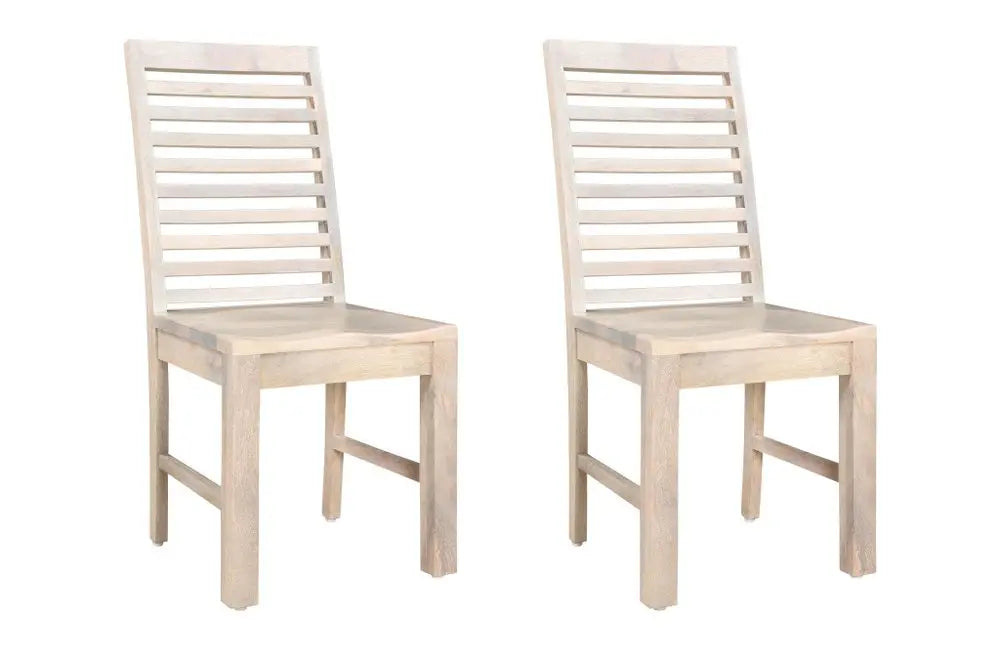 White Wood Ladder Back Dining Side Chairs - Set of 2  Warm Home View