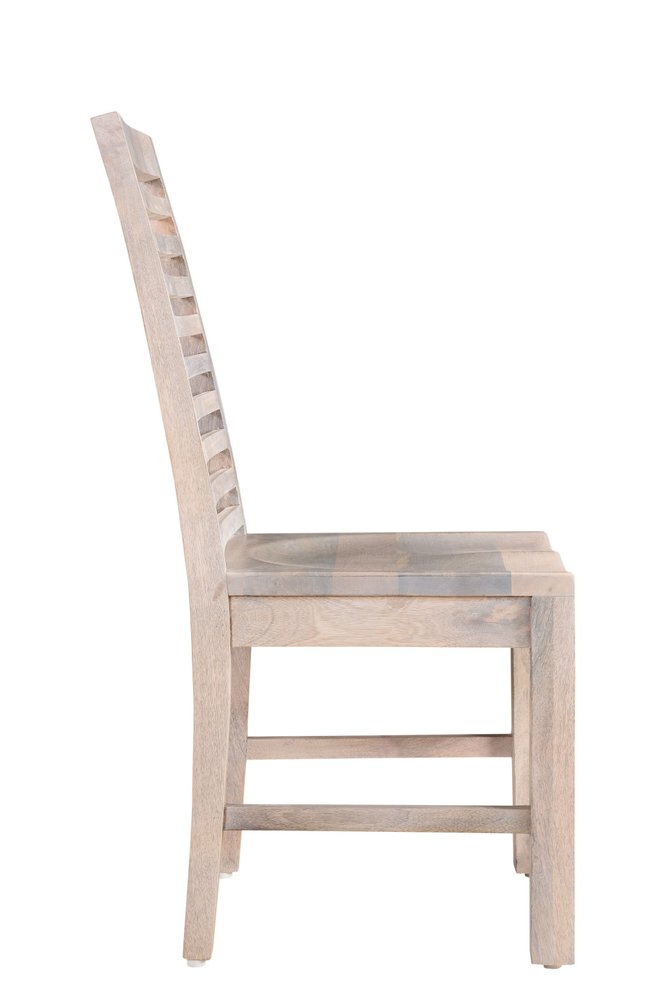 Set of Two White Wood Ladder Back Dining Side Chairs  Warm Home View