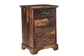 30" Dark Brown Solid Wood Three Drawer Live Edge Filing Cabinet  Warm Home View