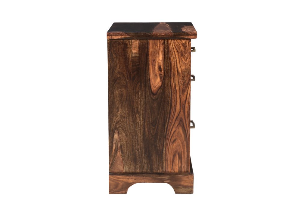 30" Dark Brown Solid Wood Three Drawer Live Edge Filing Cabinet  Warm Home View