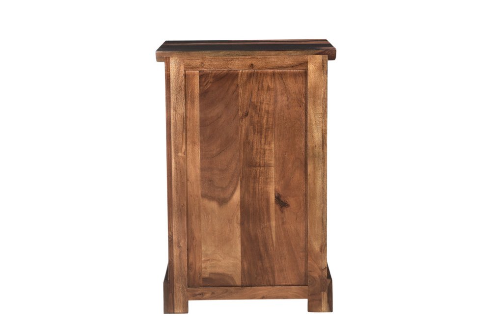 30" Dark Brown Solid Wood Three Drawer Live Edge Filing Cabinet  Warm Home View