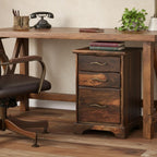 30" Dark Brown Solid Wood Three Drawer Live Edge Filing Cabinet  Warm Home View