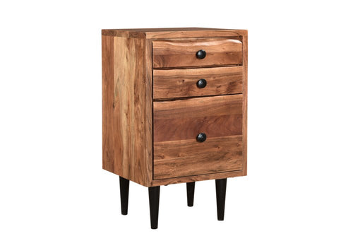 30" Brown Solid Wood Three Drawer Live Edge Filing Cabinet  Warm Home View