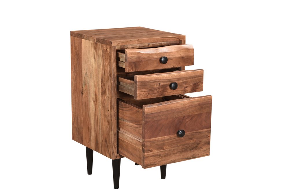 30" Brown Solid Wood Three Drawer Live Edge Filing Cabinet  Warm Home View