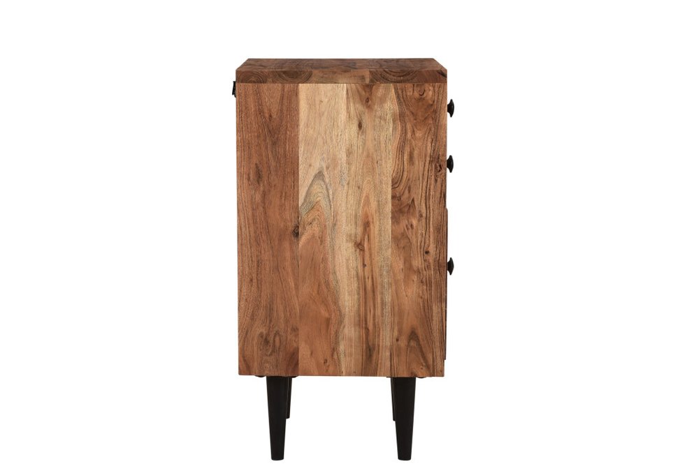 30" Brown Solid Wood Three Drawer Live Edge Filing Cabinet  Warm Home View