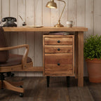 30" Brown Solid Wood Three Drawer Live Edge Filing Cabinet  Warm Home View
