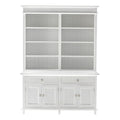 87" Antiqued White Solid Wood Four Door Two Drawer Pantry Or Storage Closet  Warm Home View