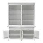 87" Antiqued White Solid Wood Four Door Two Drawer Pantry Or Storage Closet  Warm Home View