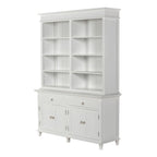 87" Antiqued White Solid Wood Four Door Two Drawer Pantry Or Storage Closet  Warm Home View