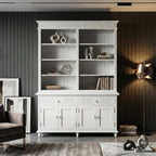 87" Antiqued White Solid Wood Four Door Two Drawer Pantry Or Storage Closet  Warm Home View