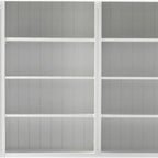 87" Antiqued White Solid Wood Four Door Two Drawer Pantry Or Storage Closet  Warm Home View