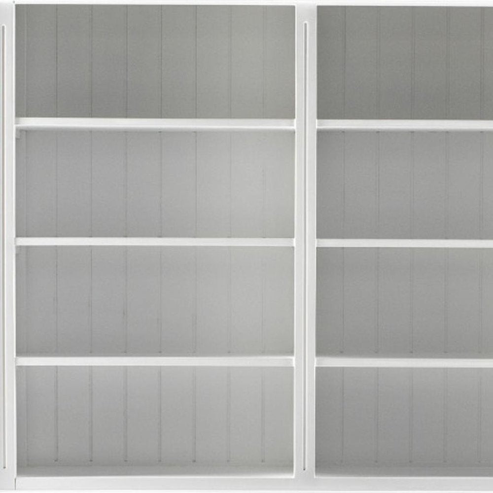 87" Antiqued White Solid Wood Four Door Two Drawer Pantry Or Storage Closet  Warm Home View